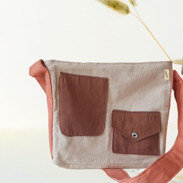 Orange-Brown Cloth Sling Bags for Students