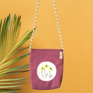 Sunflower Purple Cotton Sling bag for ladies, Travel bags