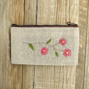 Hand embroidered Travel Zipper Pouch Small Multipurpose Cotton Pouches for Women