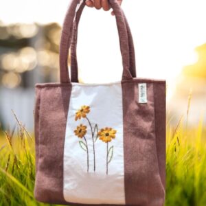 Brown Cotton Small Tote Bags for Women | Every Day Totes