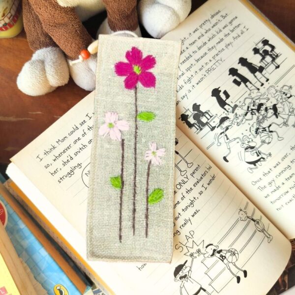 Pink Flower Fabric Bookmarks | Handmade Bookmarks | Bird Bookmark