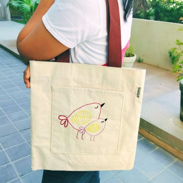 Birds Cotton Canvas Tote Bag - Image 3