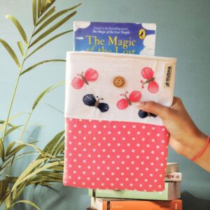 Peach Polka Dot book sleeve, Fabric book pouch, Padded book cover
