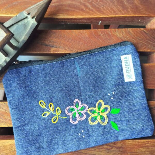 Fabric Zipper Pouch | Pencil Pouch, Travel pouch| Sustainable handmade pouches - Image 2