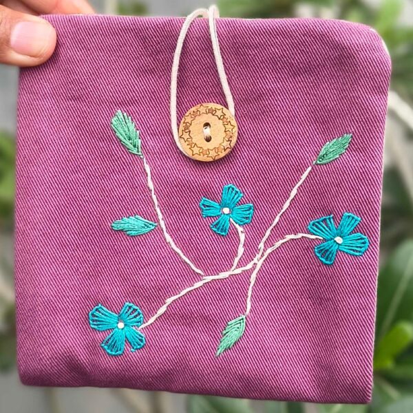 Blue Floral Sustainable Sanitary Napkin Pouch Girls| Unique Gifts for Women - Image 2