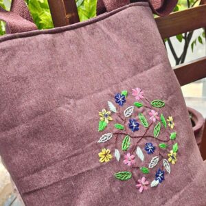 Hand Embroidered Floral Tote Bag | Handmade Cotton Everyday Bag for Women