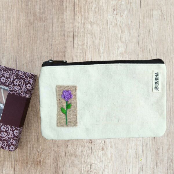 Cotton Small Zipper Pouch | Makeup Pouch, Travel pouch | 10x6 inch - Image 2