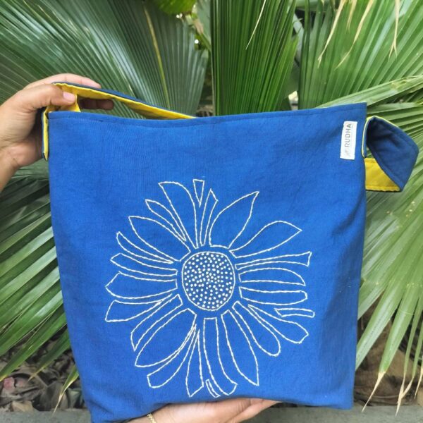 Blue Cotton Sunflower Hobo Bags for women | EveryDay Fabric Shoulder Bags - Image 6