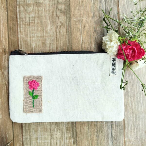 Sustainable Cotton Travel Pouch | Zipper Pouches for Women| 10x6 inches - Image 4