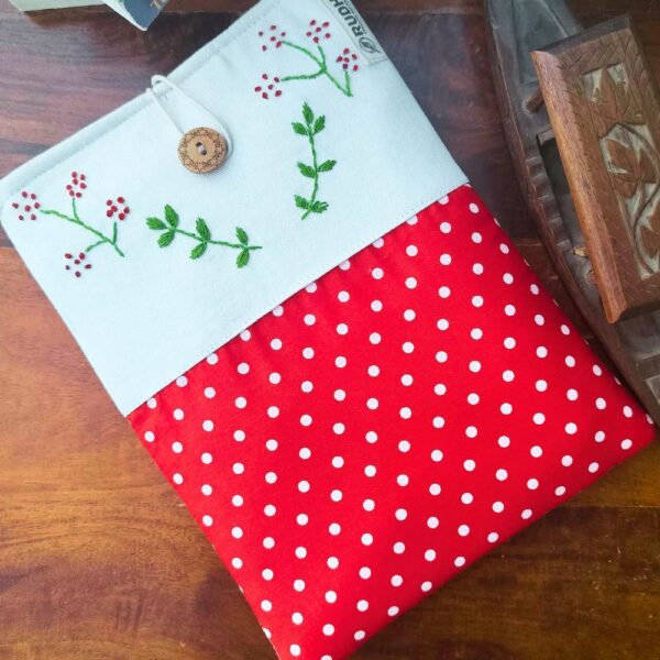 Red Polka Dot book sleeve, Fabric book pouch, Padded book cover - Image 2