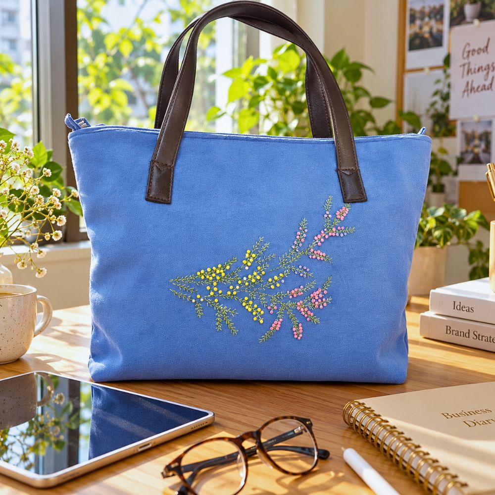 Handcrafted Cotton Bags for Women – Embroidered Everyday & Office Bag | RUDHAA - Image 2