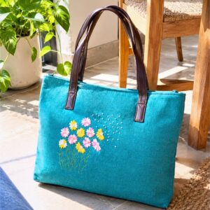 Hand-Embroidered Cotton Tote Bag for Women | Everyday Handcrafted Shoulder Bag