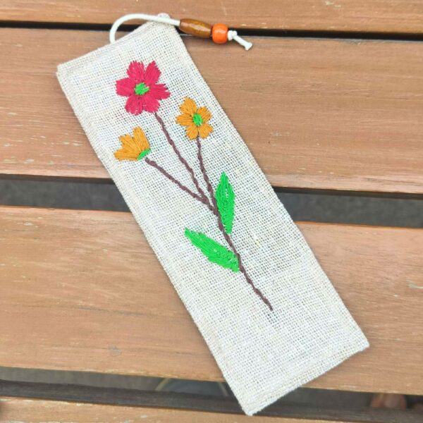 Red Flower Jute Bookmarks| Handmade Handembroidered Bookmarks| Gift for teachers - Image 3