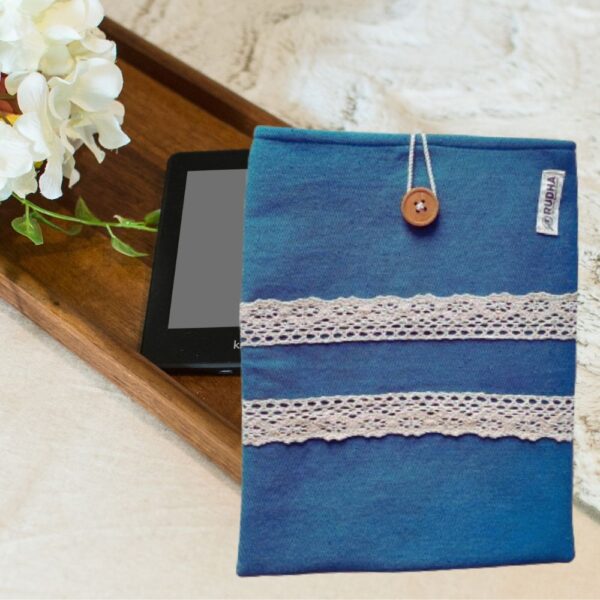 Sea Green book sleeve, Fabric book pouch, Padded book protector - Image 3