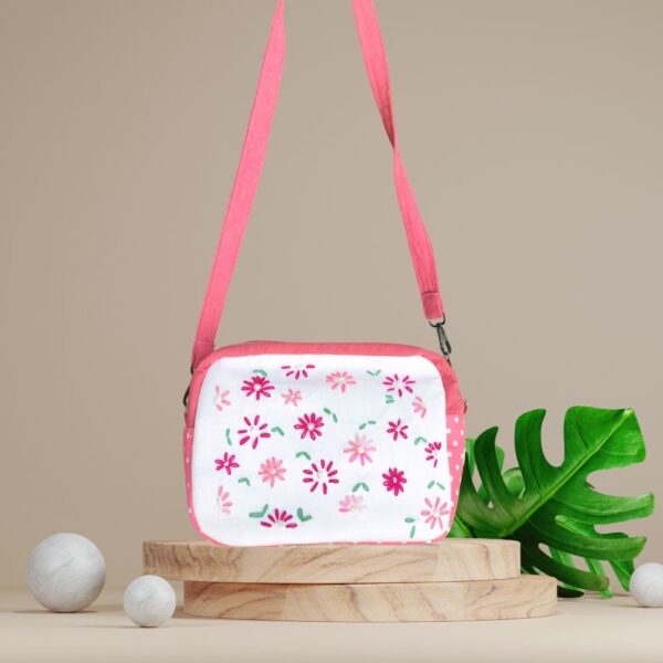 Flower embroidery Travel Pouch Cum Messenger bag
