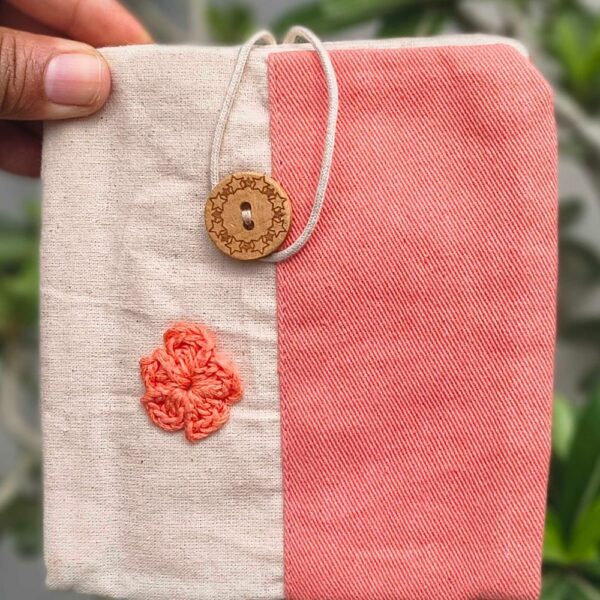 Orange Cotton Sanitary Pouch Women/Girls| Sanitary Travel organizer - Image 2