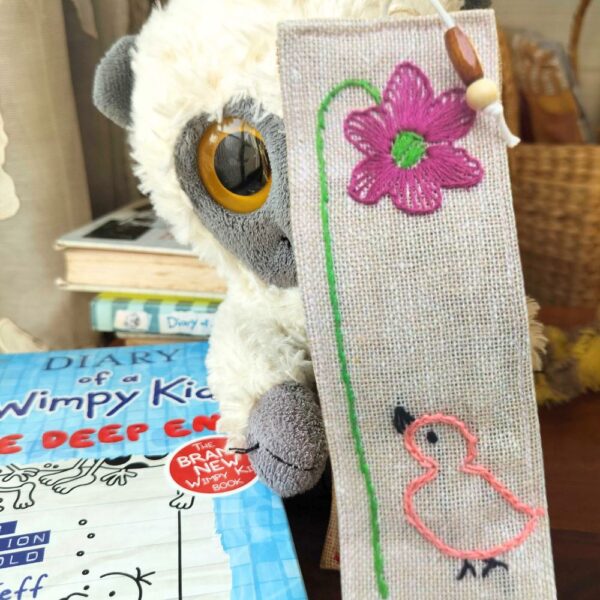 Pink Flower Fabric Bookmarks | Handmade Bookmarks | Bird Bookmark - Image 3