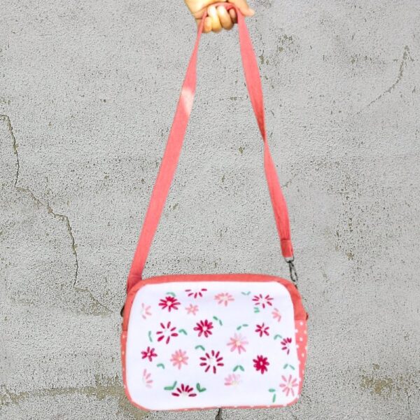 Flower embroidery Travel Pouch Cum Messenger bag - Image 2