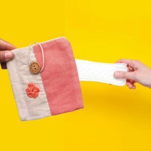 Orange Cotton Sanitary Pouch Women/Girls| Sanitary Travel organizer