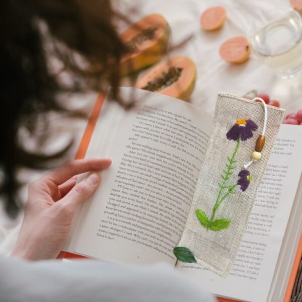 Purple Flower Handmade Bookmarks| Fabric Bookmarks | Gift for Book Lovers - Image 3