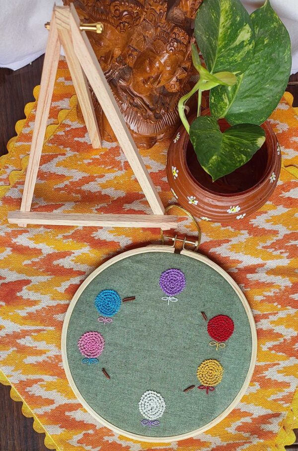 Handmade Multi-Color Flower Hand Embroidery  Photo Frame - Image 3
