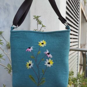 Hand Embroidered Cotton Sling Bag for Women | Handmade Everyday Crossbody Bag