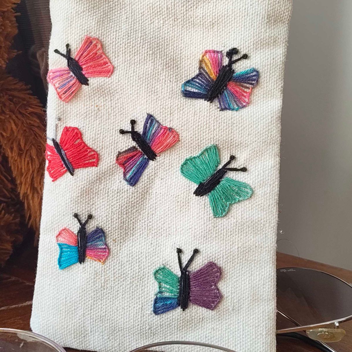 Cotton Sunglasses Pouch | Hand Embroidered Glasses Case | Handmade Eyewear Cover - Image 3