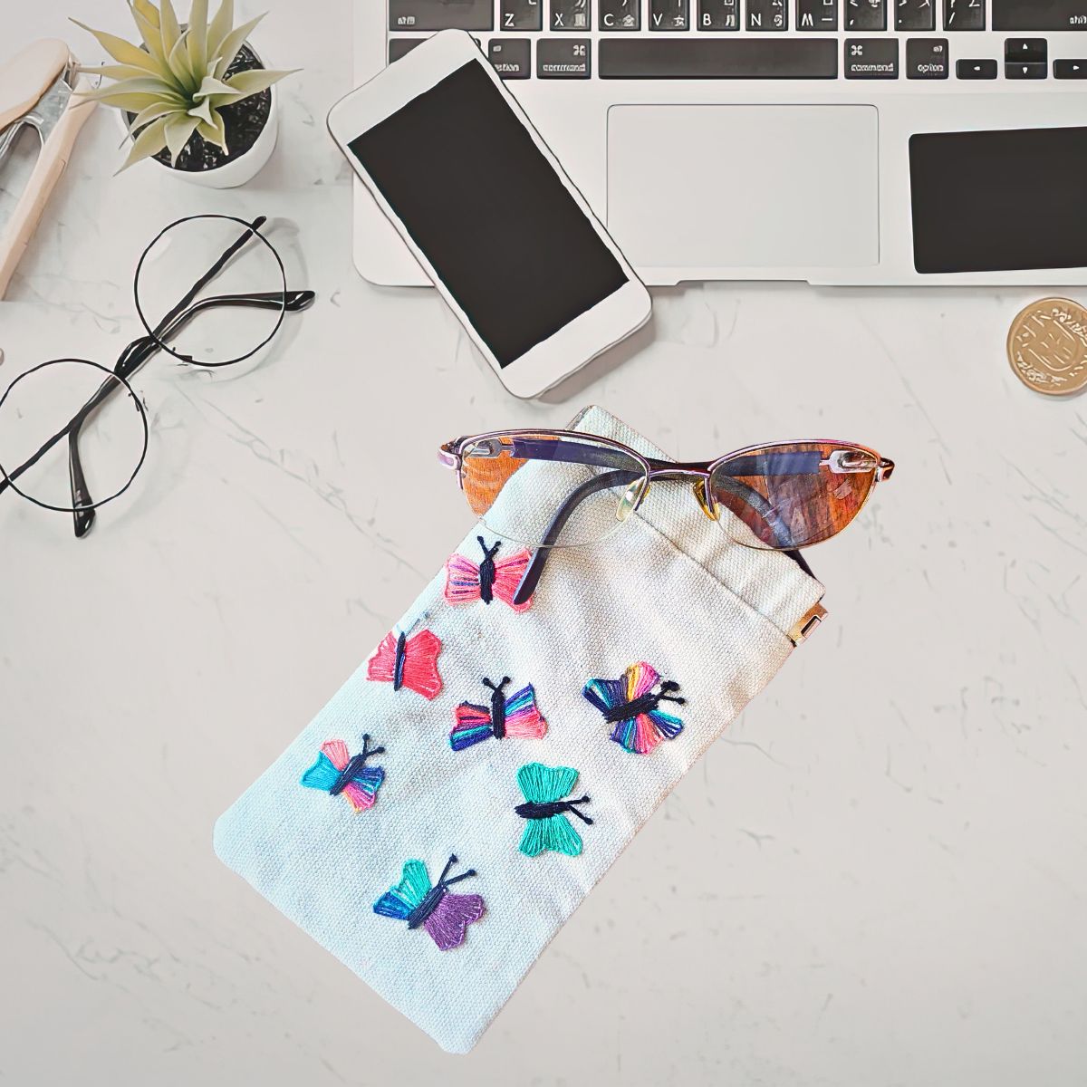 Cotton Sunglasses Pouch | Hand Embroidered Glasses Case | Handmade Eyewear Cover