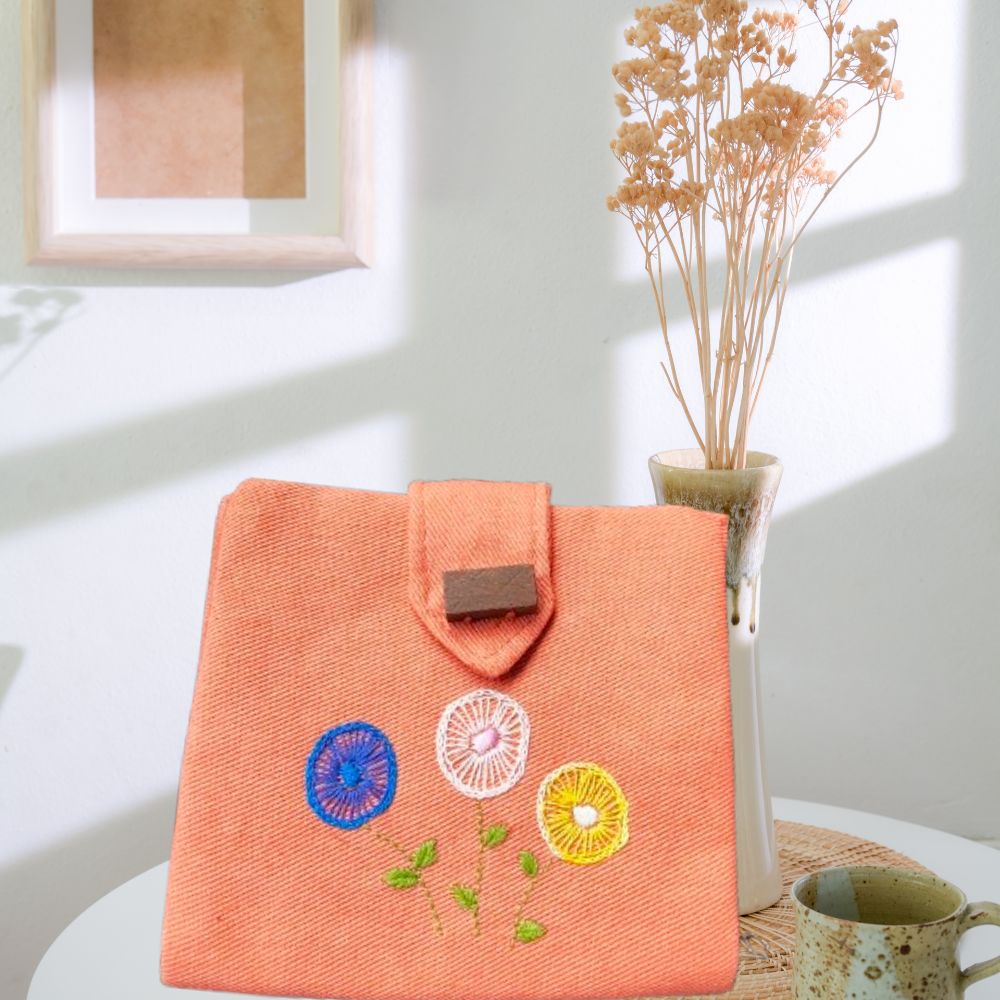 Handmade Cotton Wallet for Women – Embroidered Small Fabric Wallet